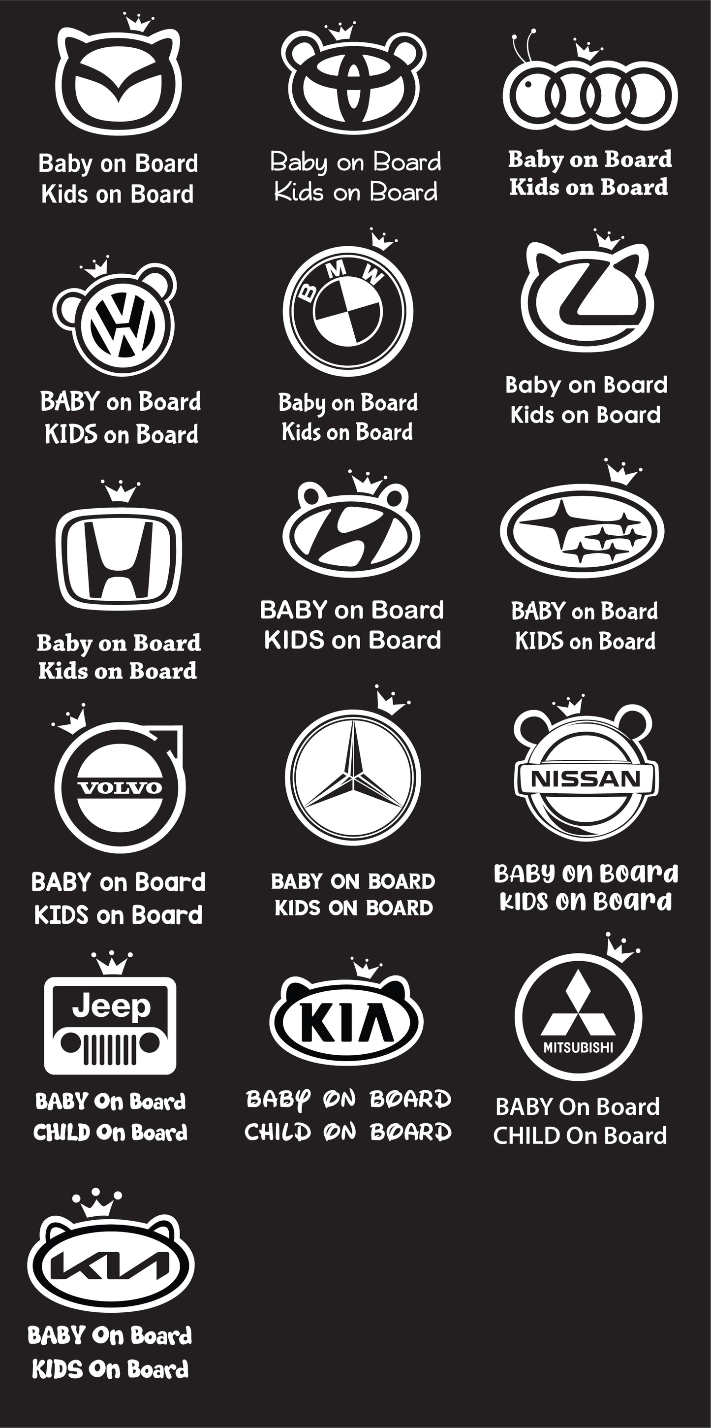 Baby On Board Stickers "All Vehicle Type"