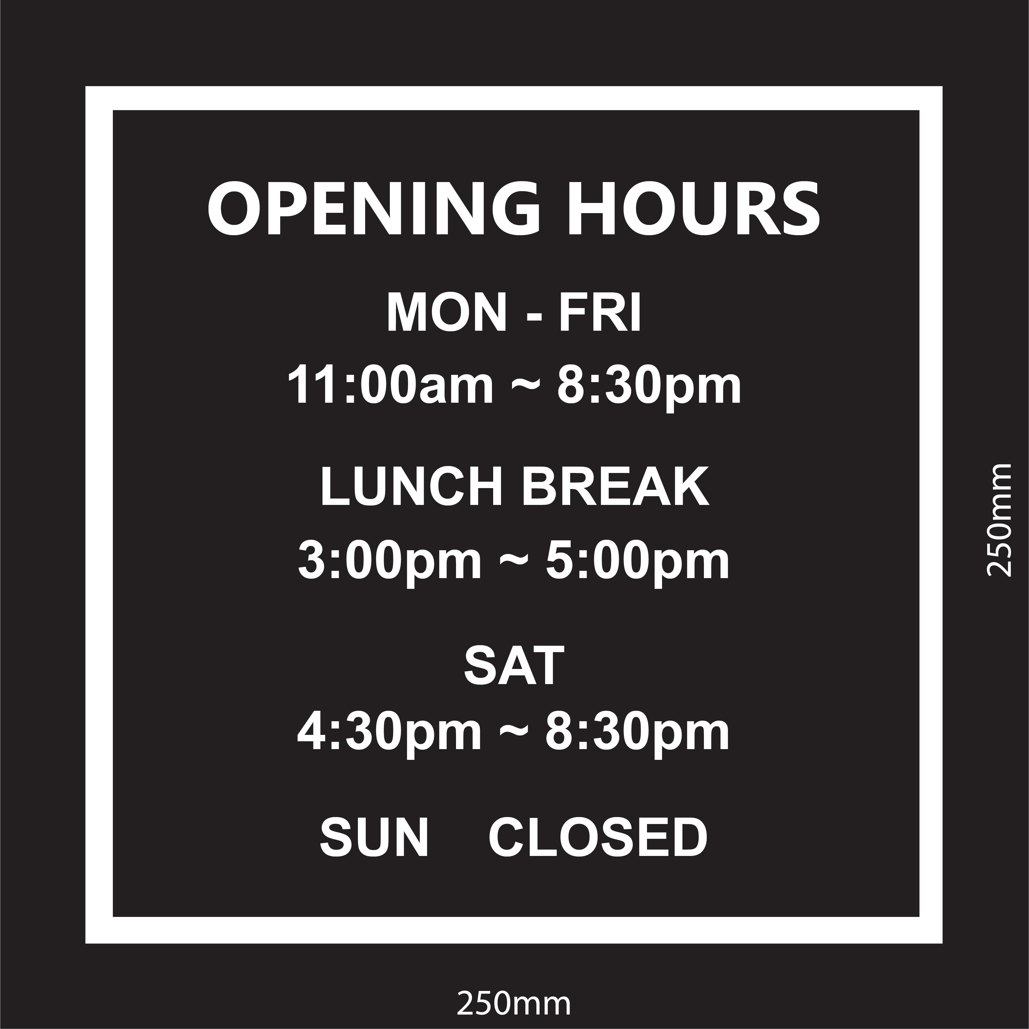 Open Hours Examples Opening Hours Template 2 – PRINTDOTCOM