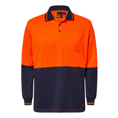 HIVIS TWO TONE POLO POCKET- LS WSP202