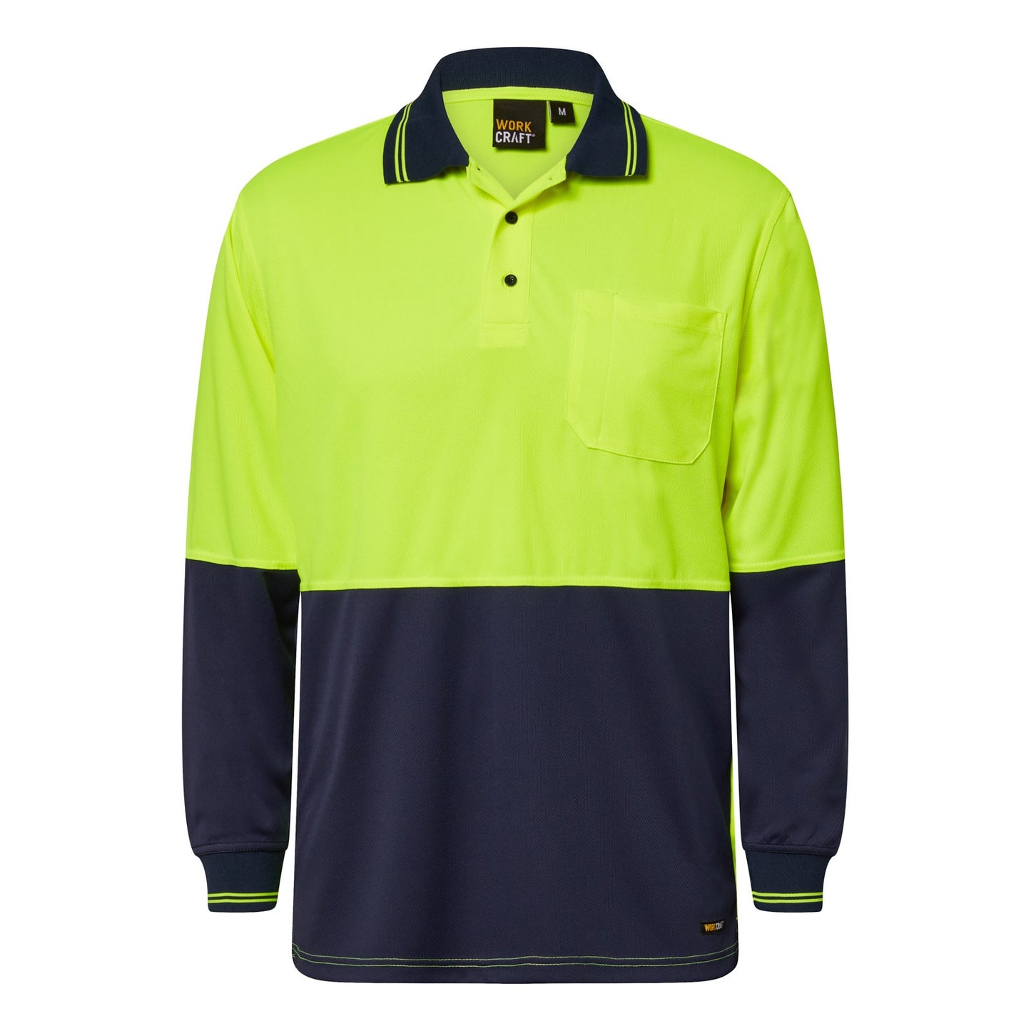 HIVIS TWO TONE POLO POCKET- LS WSP202