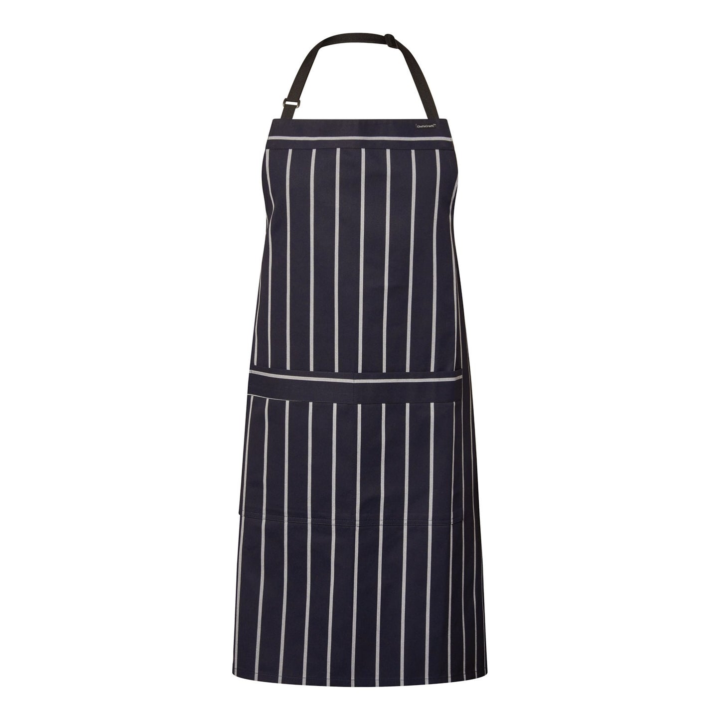 FULL BIB CAFÉ STRIPE APRON WITH POCKET CA030