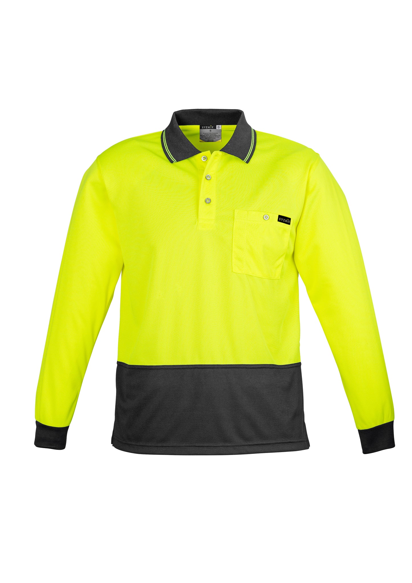 SYZMIK Mens Hi Vis Comfort Back Long Sleeve Polo ZH410