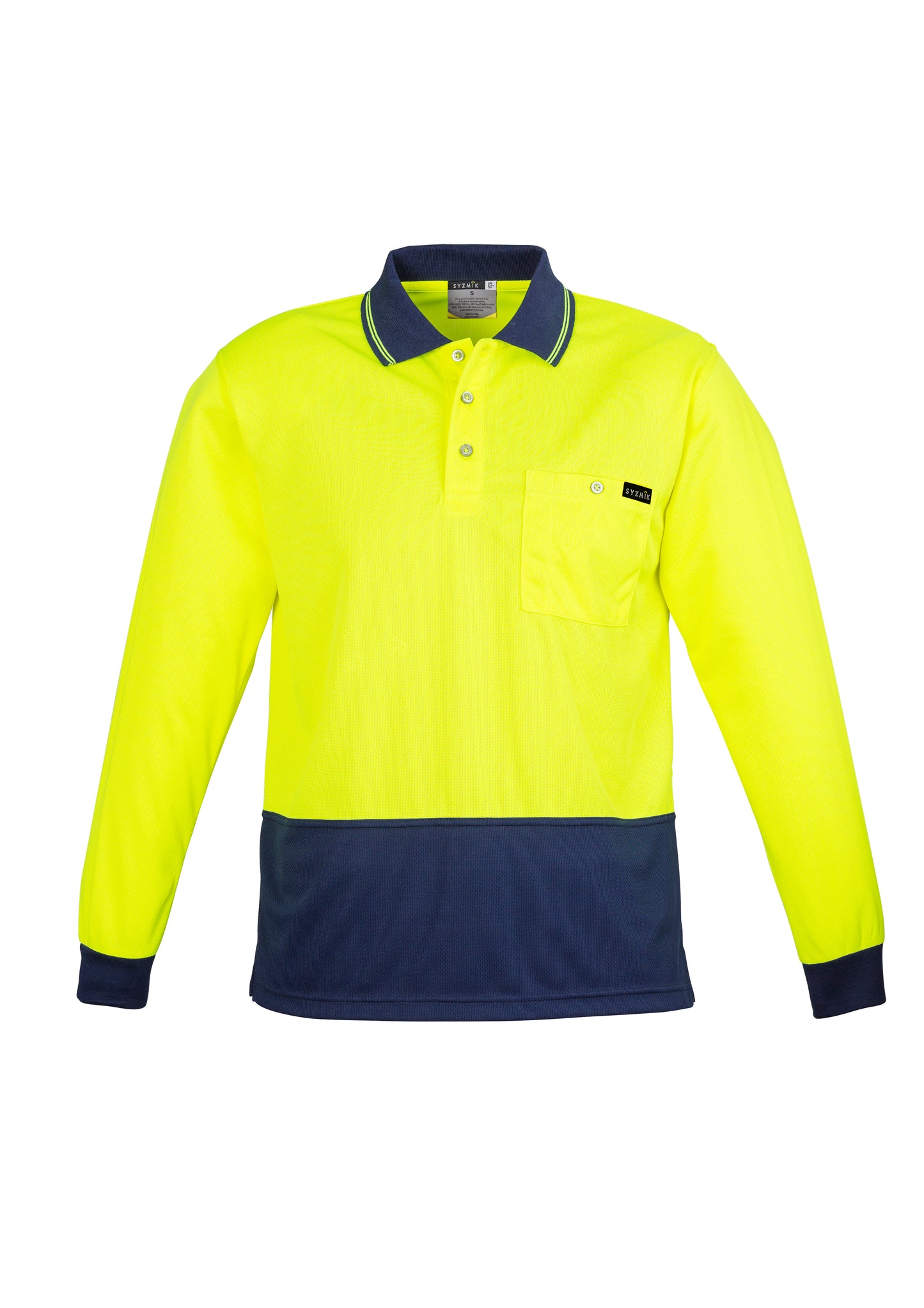 SYZMIK Mens Hi Vis Comfort Back Long Sleeve Polo ZH410